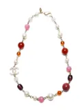 CHANEL Pre-Owned 2008 CC Mark pearl necklace - Red