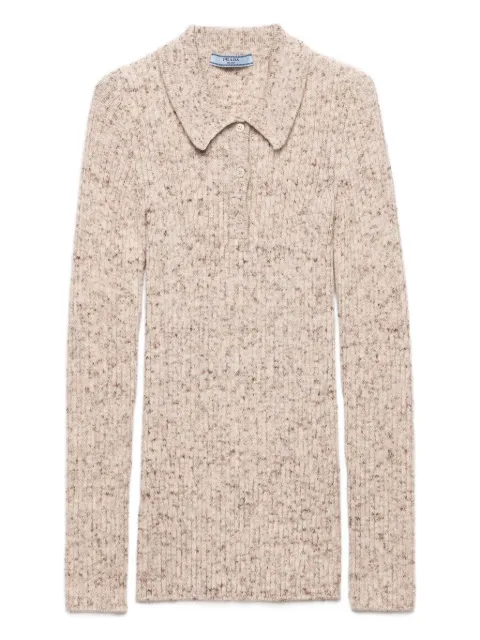 Prada ribbed-knit polo sweater