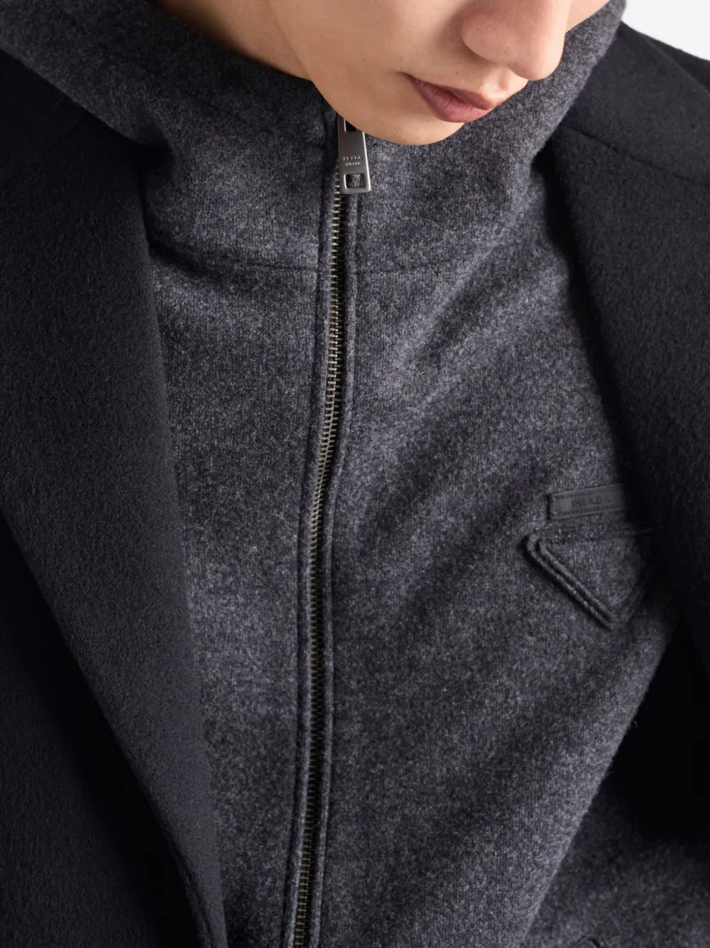 Prada Wool And Cashmere Zipper Vest In Gray