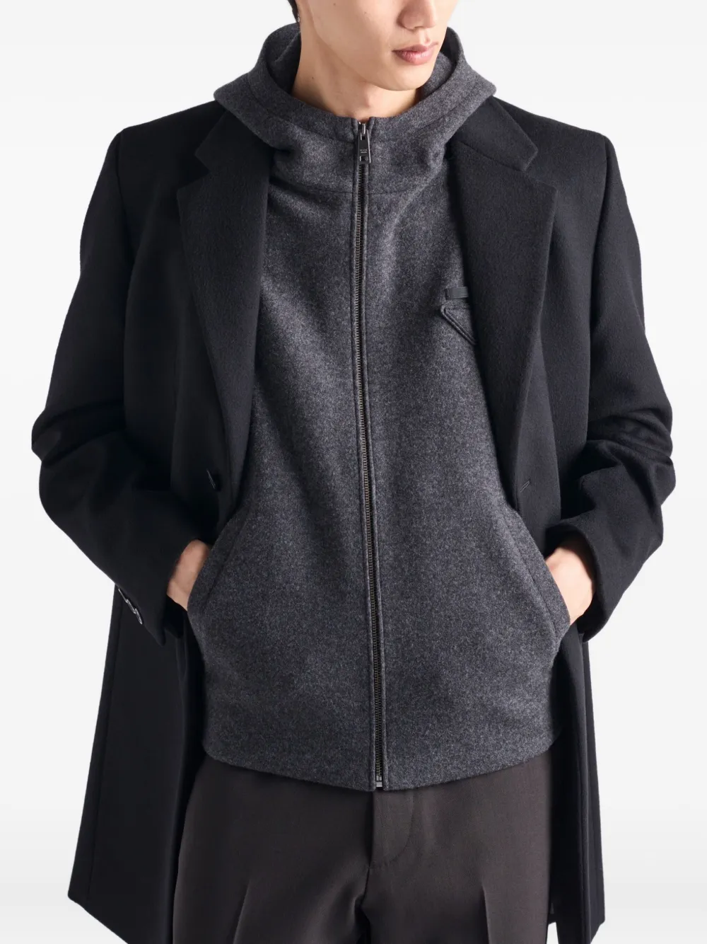 Prada Wool And Cashmere Zipper Vest In Gray