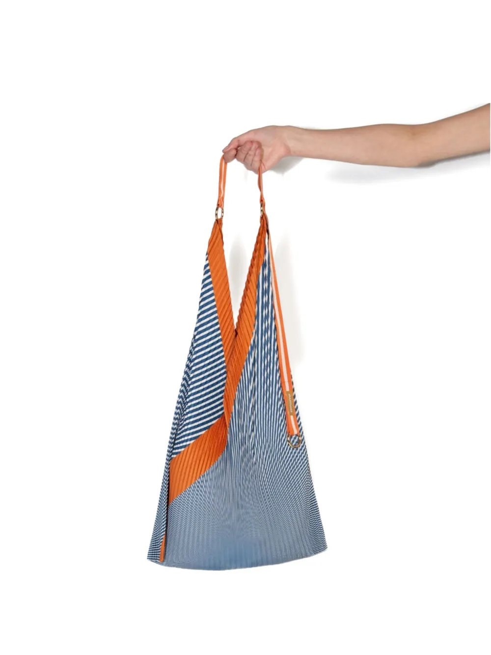 Multitudes Bags Anna Pleated Striped Tote Bag In Blue