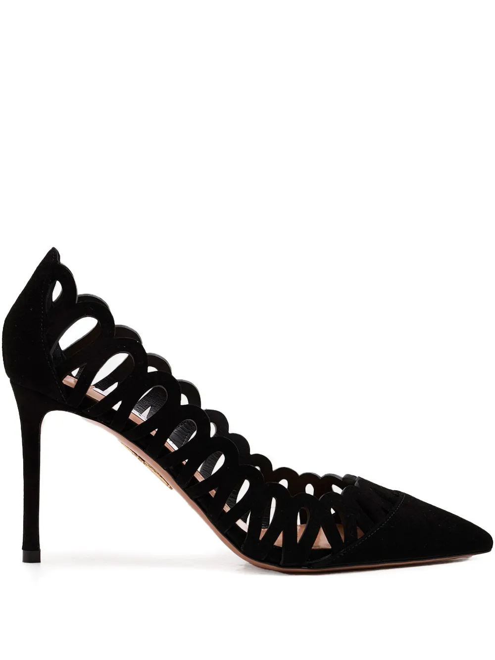 Aquazzura 85mm Peep cut-out suede pumps Black