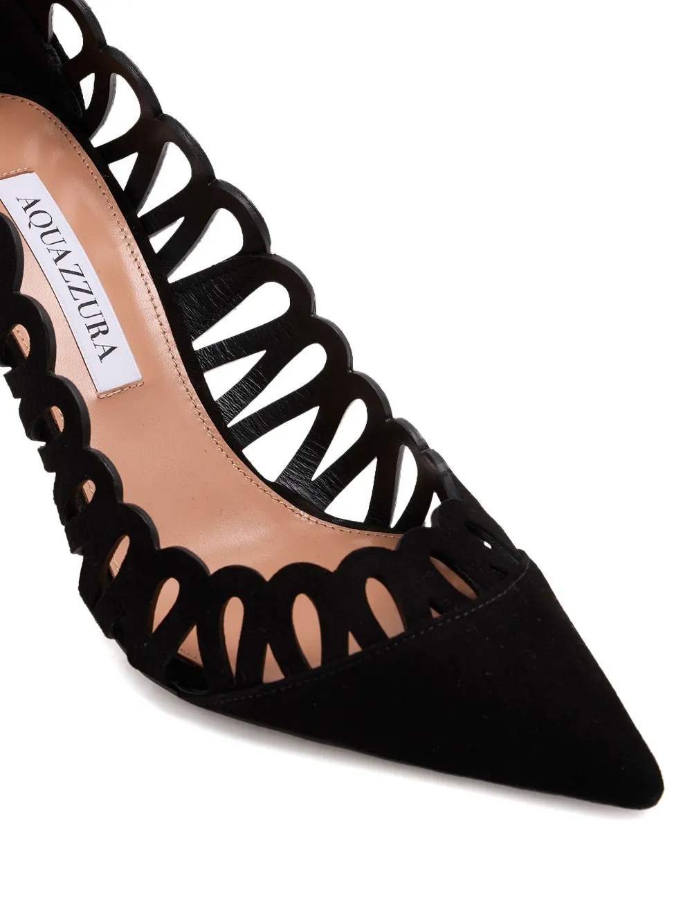 Aquazzura 85mm Peep cut-out suede pumps Black