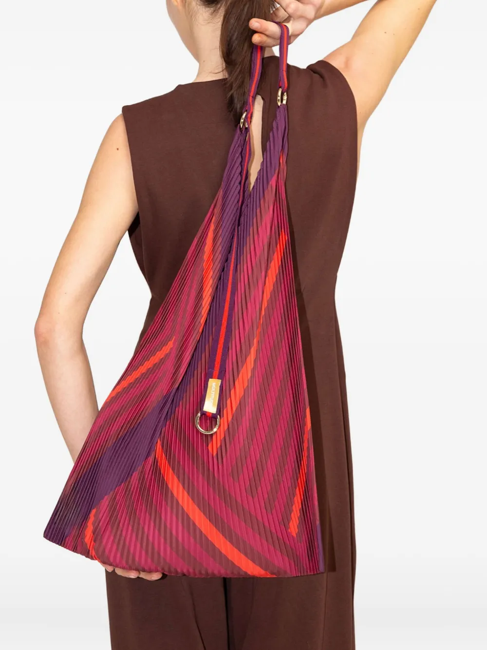 Multitudes Bags Pleated Striped-pattern Tote Bag In Red