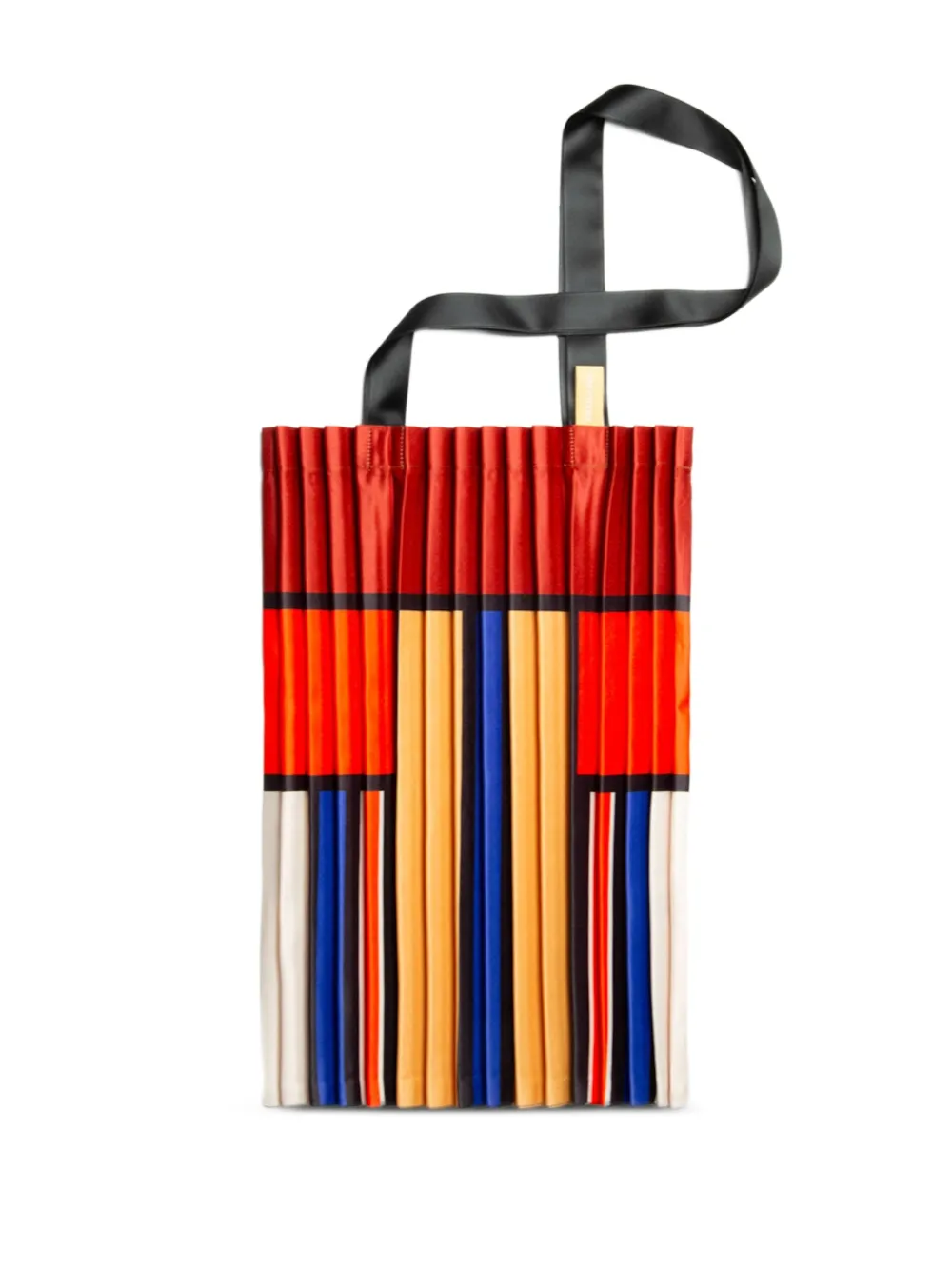 pleated geometric tote bag