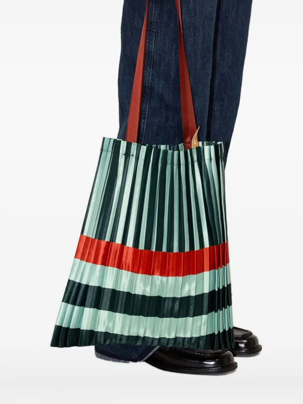MULTITUDES BAGS Smeralda Pleated Striped Tote Bag | Green | FARFETCH
