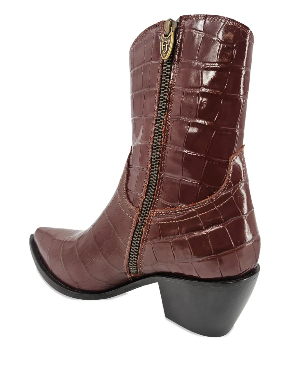 Madison.Maison croc-embossed pointed-toe boots Brown