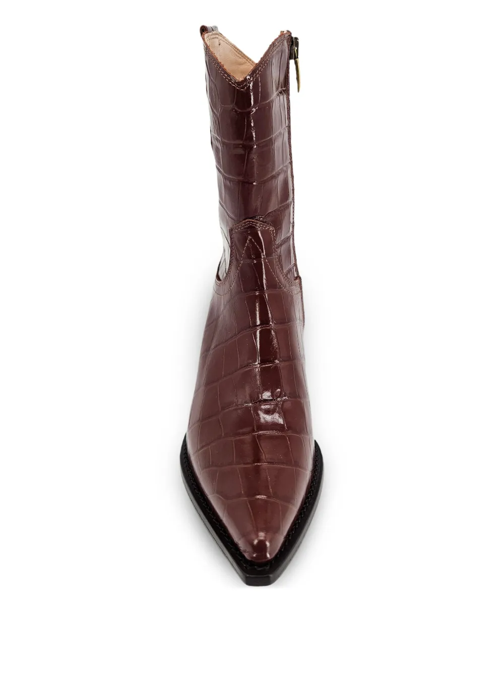 Madison.Maison croc-embossed pointed-toe boots Brown