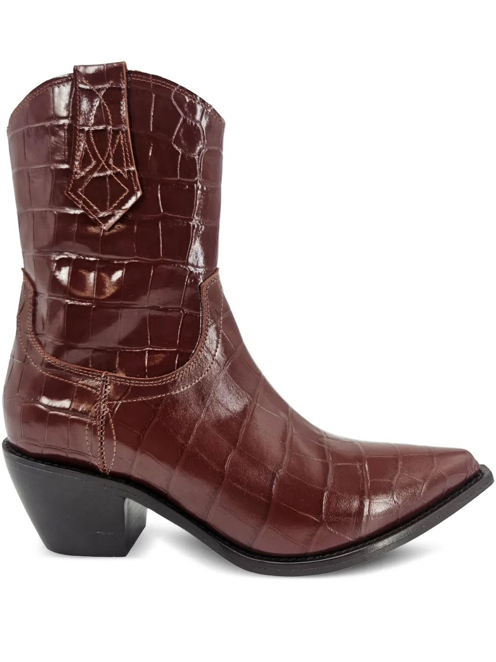 Madison.Maison croc-embossed pointed-toe boots Brown