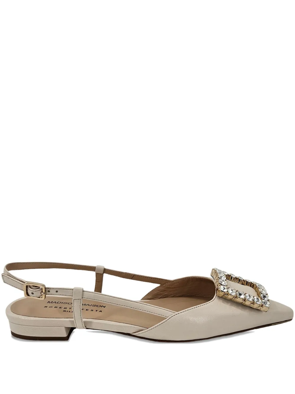 Madison.Maison embellished slingback flat pumps CREAM