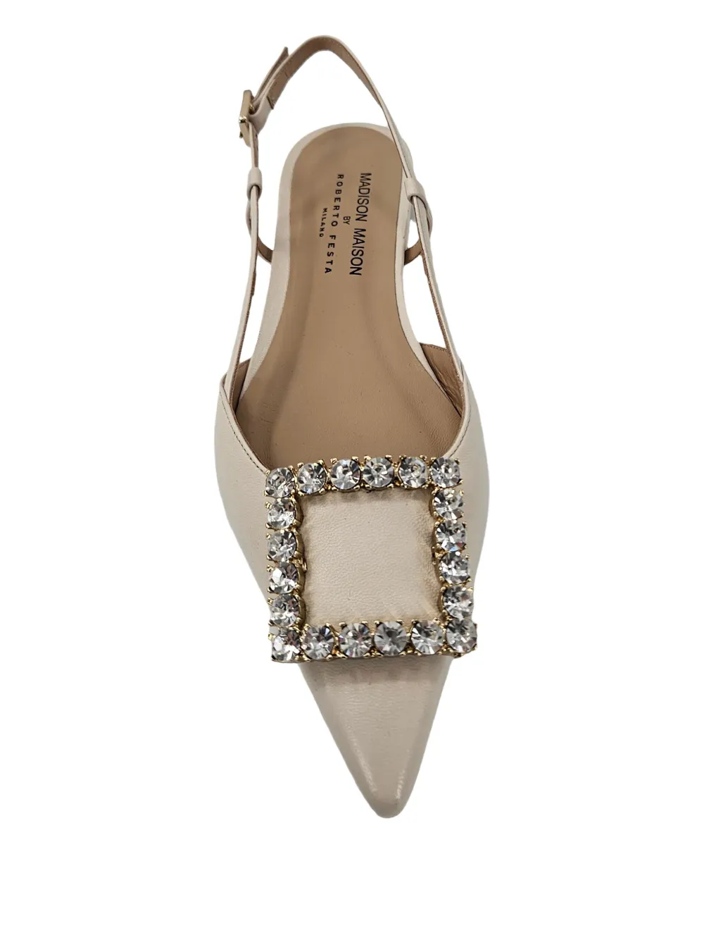 Madison.Maison embellished slingback flat pumps CREAM