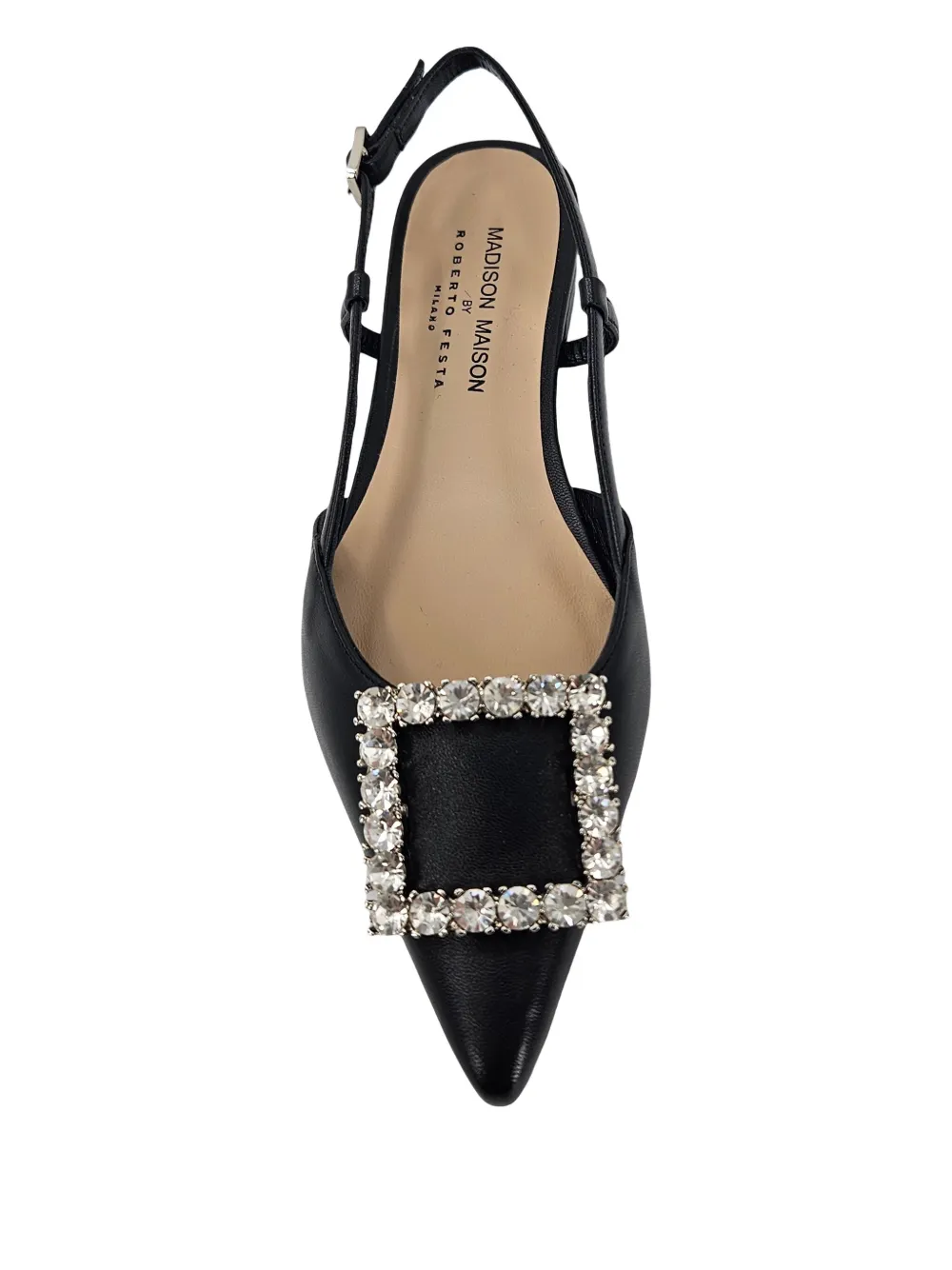 Madison.maison Embellished Slingback Flat Pumps In Black