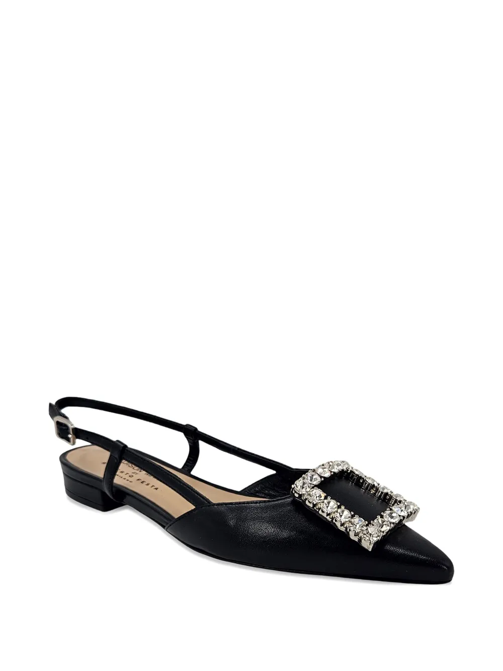 Madison.maison Embellished Slingback Flat Pumps In Black