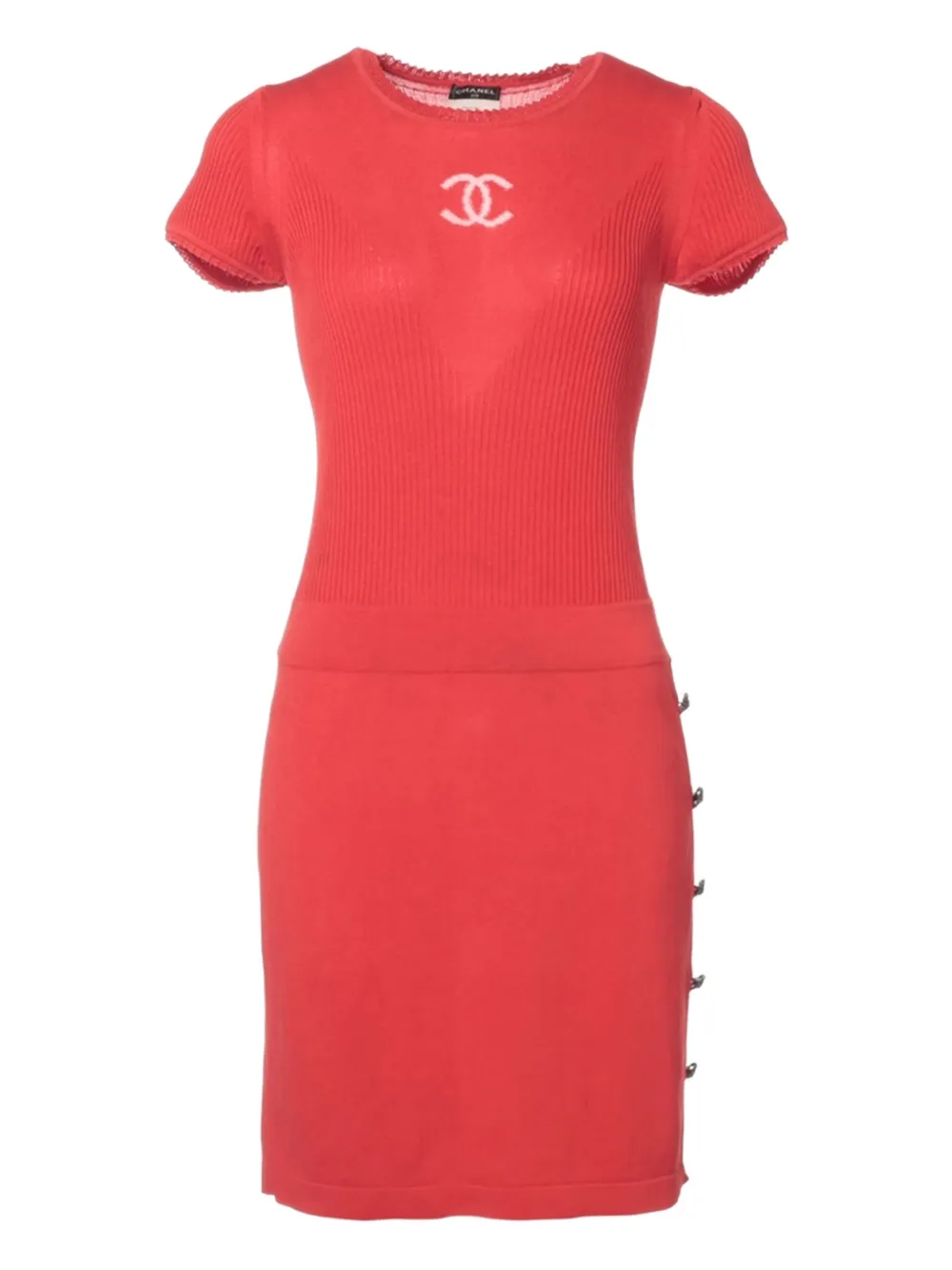 CHANEL Pre-Owned 2010s ココマーク ニットドレス - レッド CHANEL Pre-Owned 2010s ココマーク ニットドレス - レッド