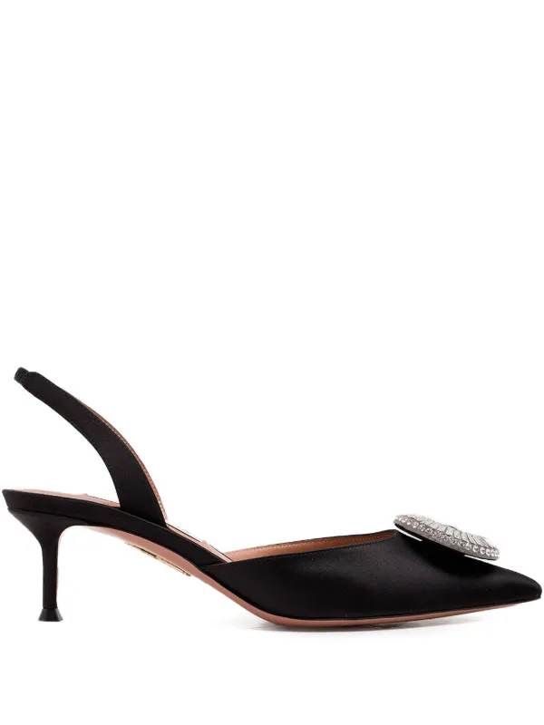 Aquazzura 50mm Crystal-embellished Sling Pumps in Black