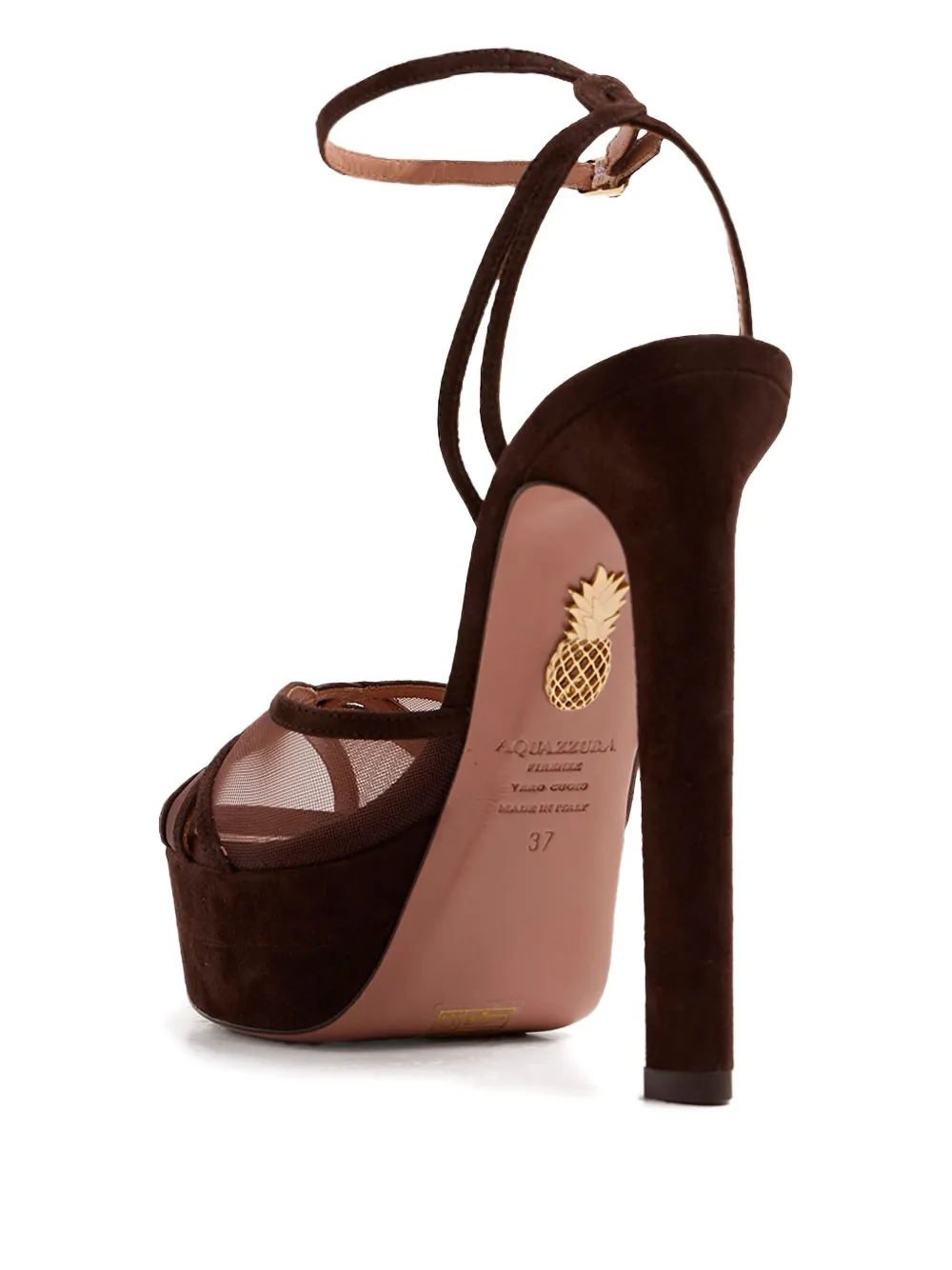 Aquazzura 130mm Shear Plateau platform mesh-panel heeled sandals Brown