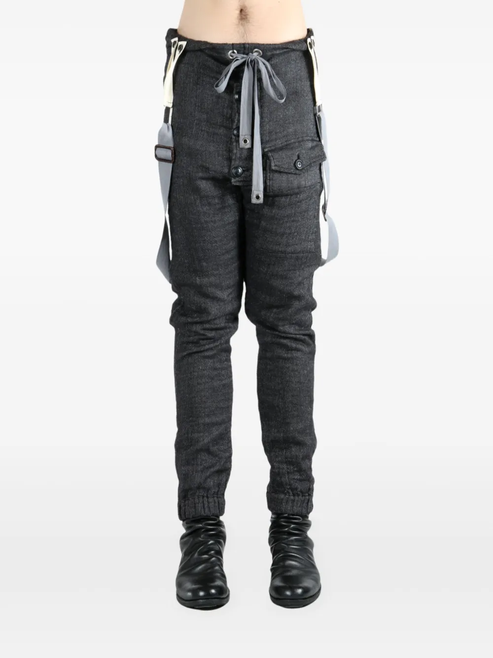 Geoffrey B. Small suspender-detail drawstring  trousers | Black | Image 1