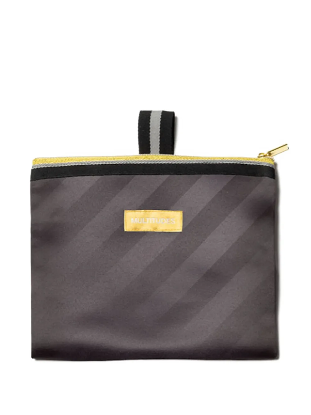 Multitudes Bags Claudia Pleated Striped Tote Bag In Black