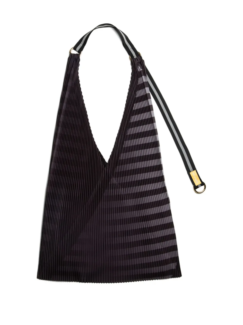 MULTITUDES BAGS Claudia pleated striped tote bag | Black | Image 1