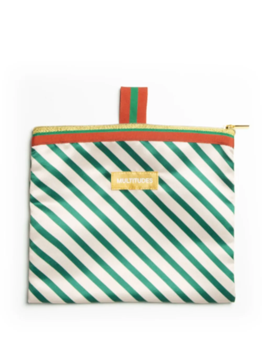 Multitudes Bags Pleated Striped Tote Bag In Green