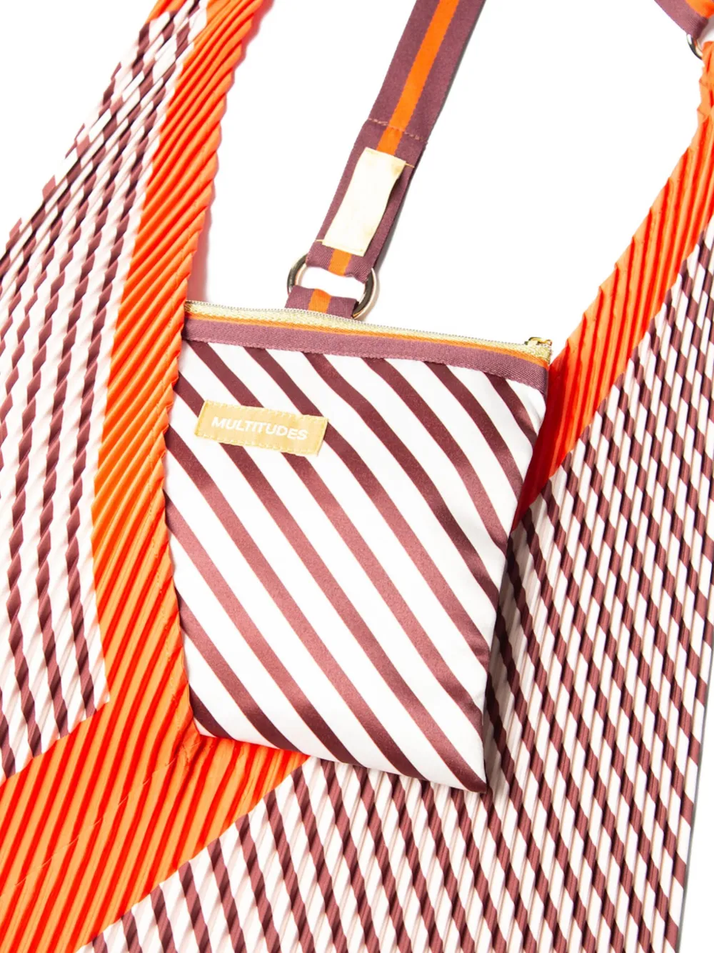 MULTITUDES BAGS Geplooide gestreepte shopper Oranje
