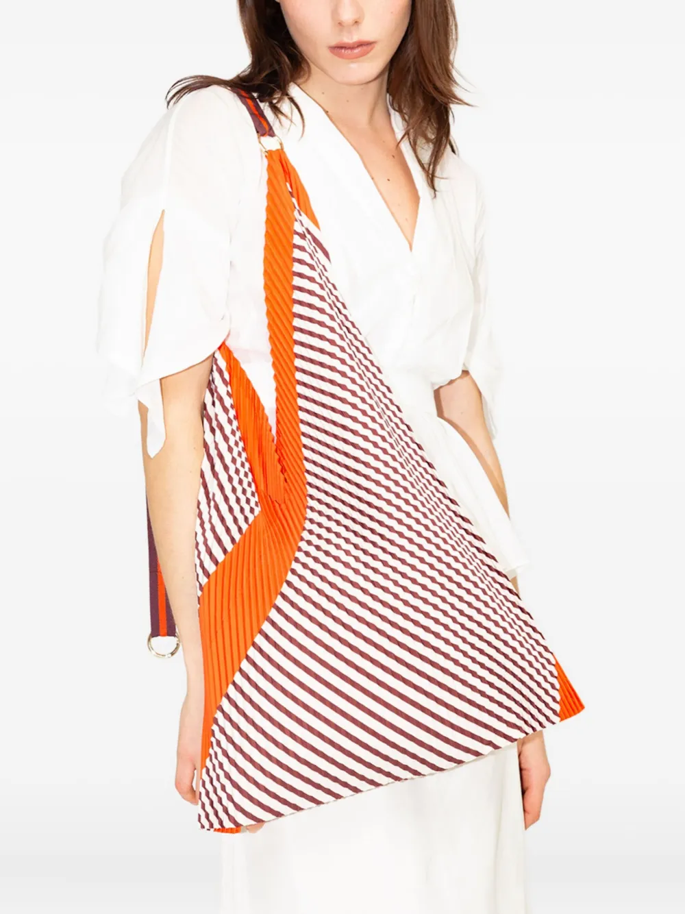 MULTITUDES BAGS pleated striped tote bag | Image 2