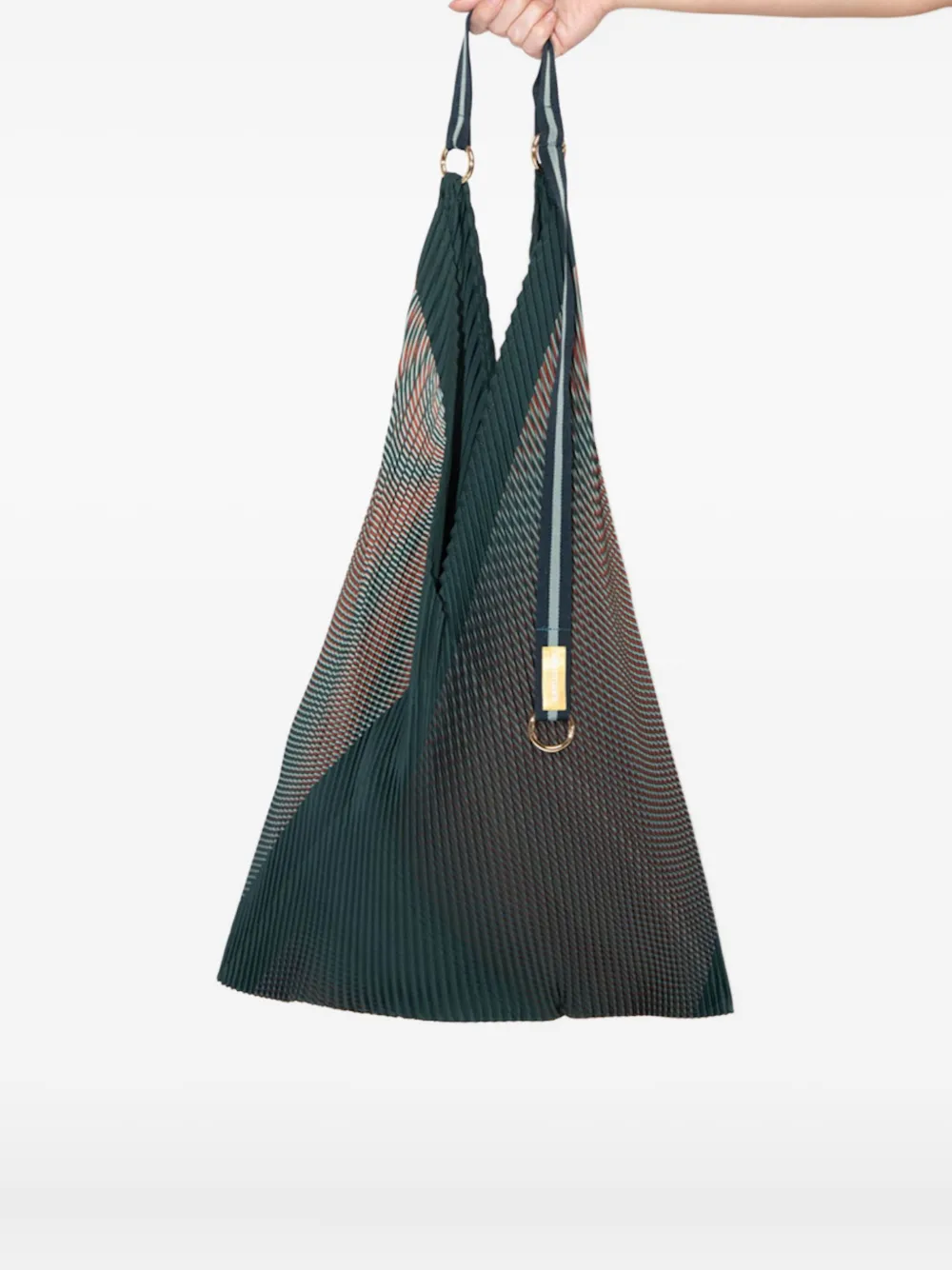 Multitudes Bags Pleated Panel Tote Bag In Green