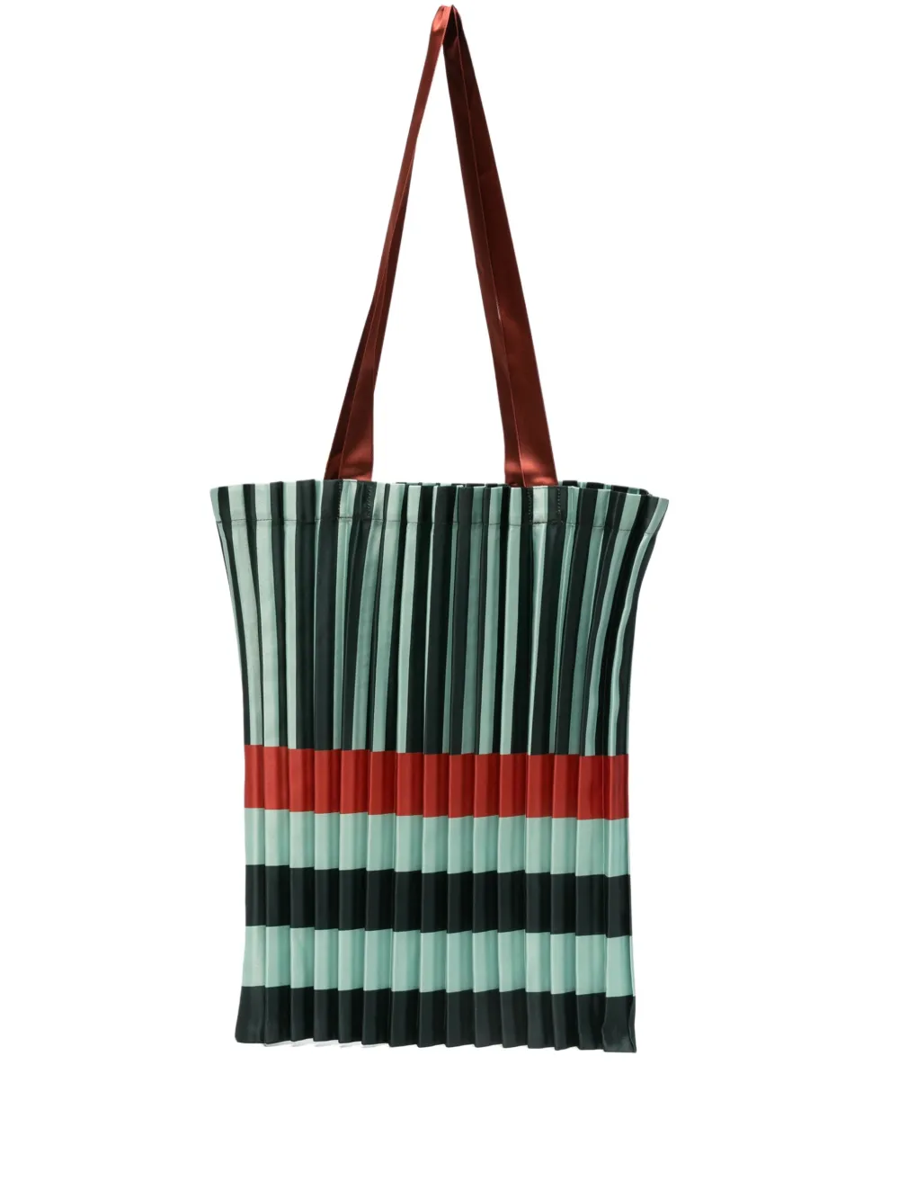 pleated striped tote bag