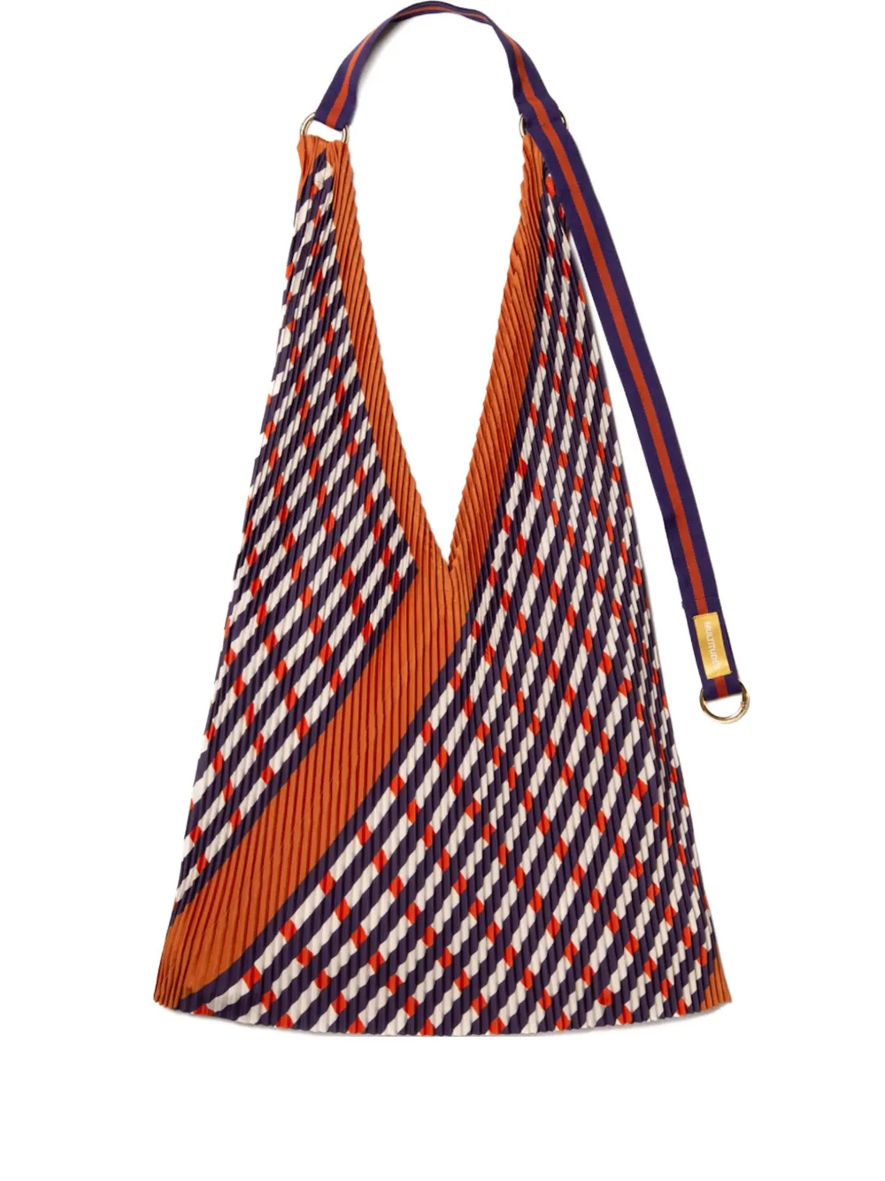 MULTITUDES BAGS pleated striped-pattern tote bag | Orange | Image 1