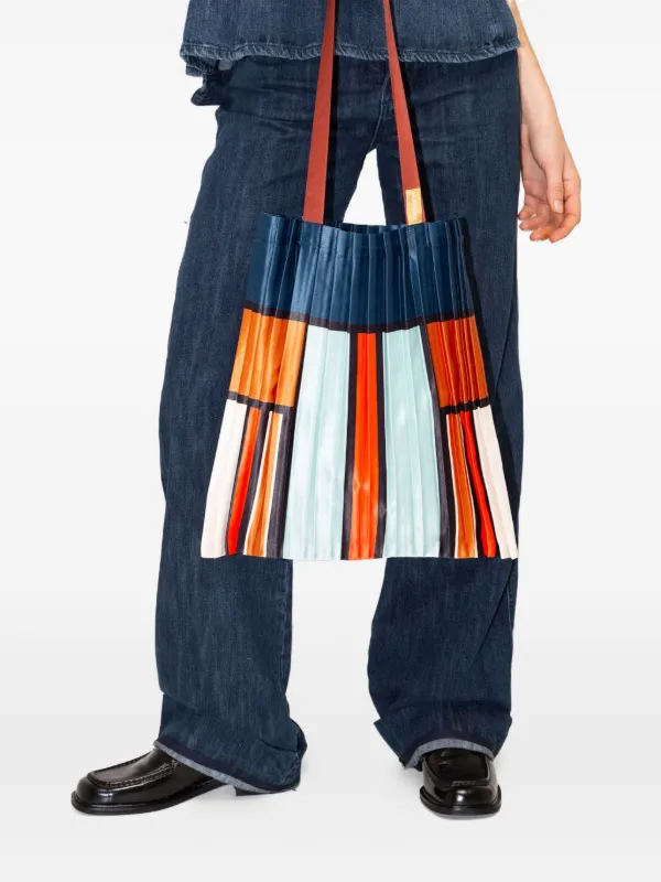 MULTITUDES BAGS Chia Pleated Striped Tote Bag | Orange | FARFETCH JO