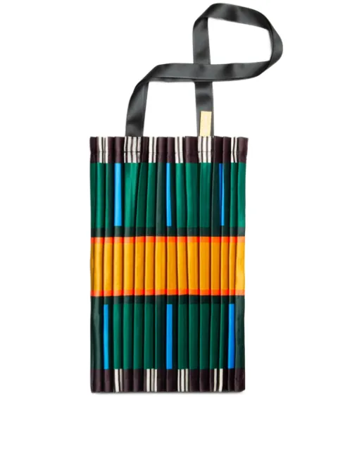 MULTITUDES BAGS Ravello pleated striped tote bagpleated striped tote bag