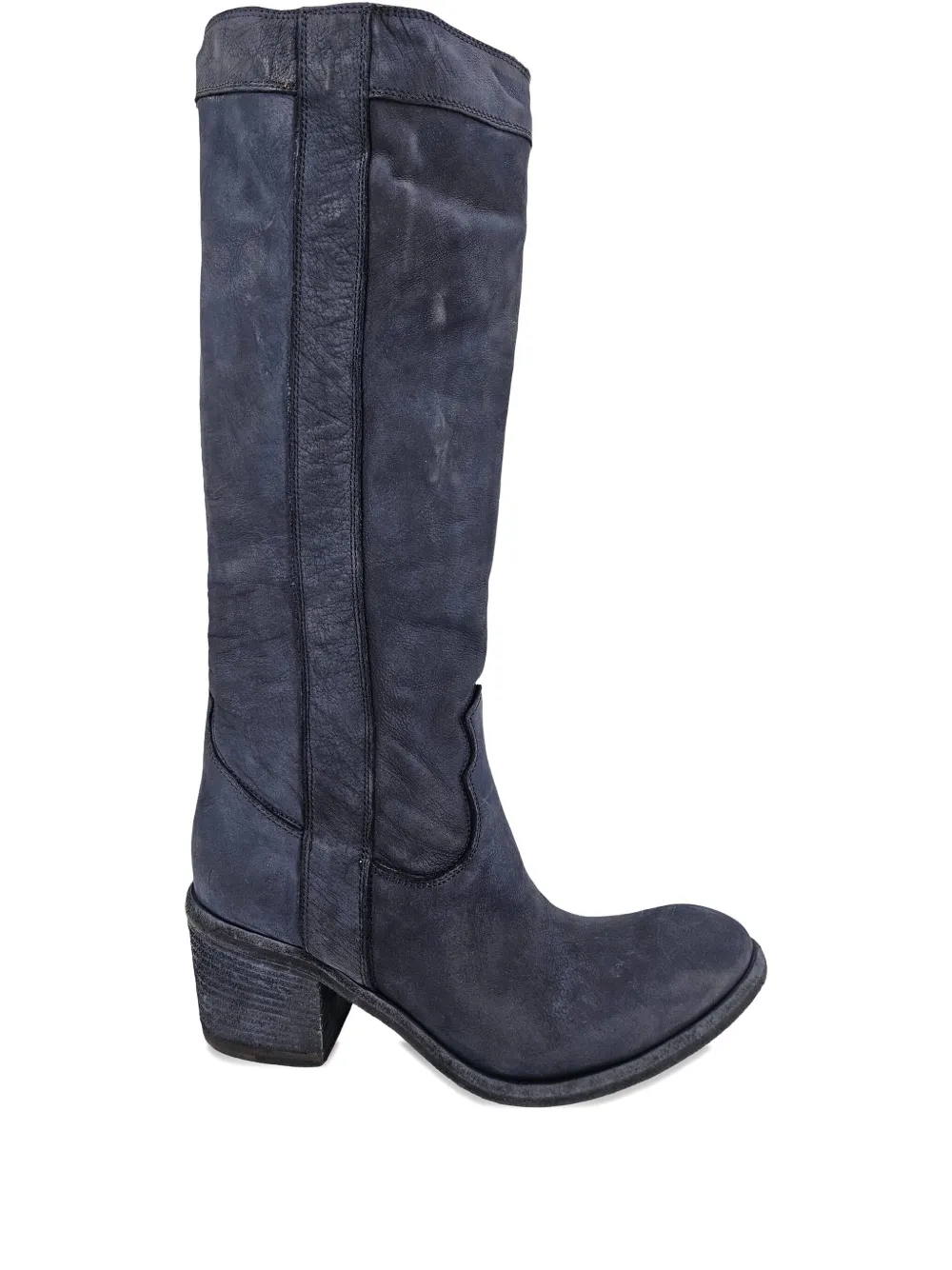 Madison.Maison 57mm washed-effect leather high boots Blue