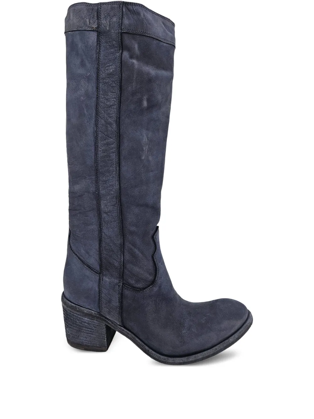 Madison.Maison 57mm washed-effect leather high boots Blue