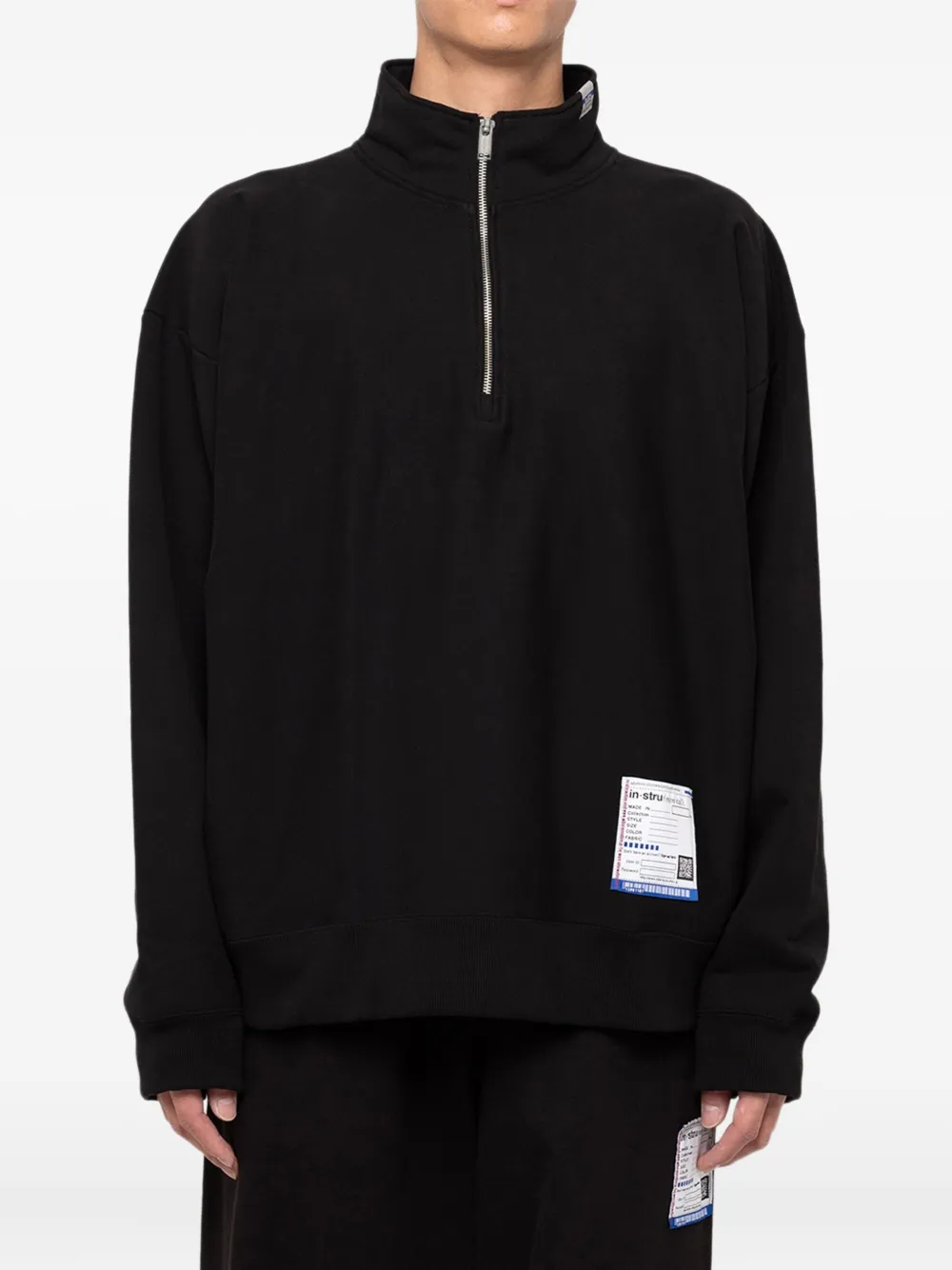 In･stru(men-tal). Katoenen sweater met halve rits - Zwart