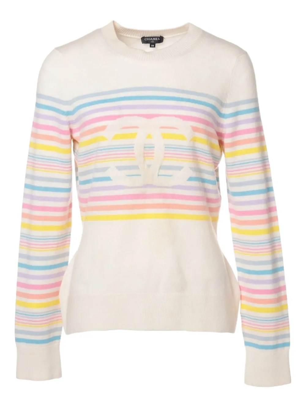 CHANEL Pre-Owned 2019 CC Mark Rainbow knitted sweater | Image 2