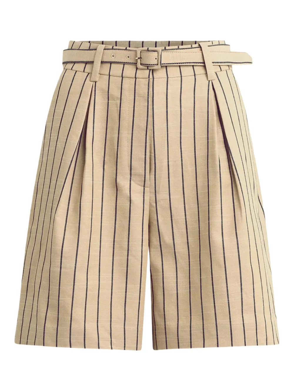 pinstripe belted shorts