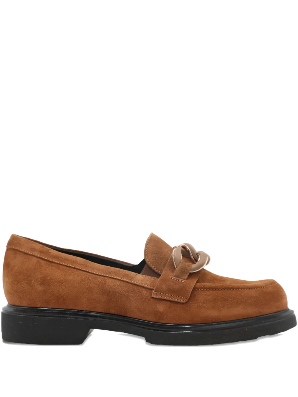 Ron White chain-embellished leather loafers Brown