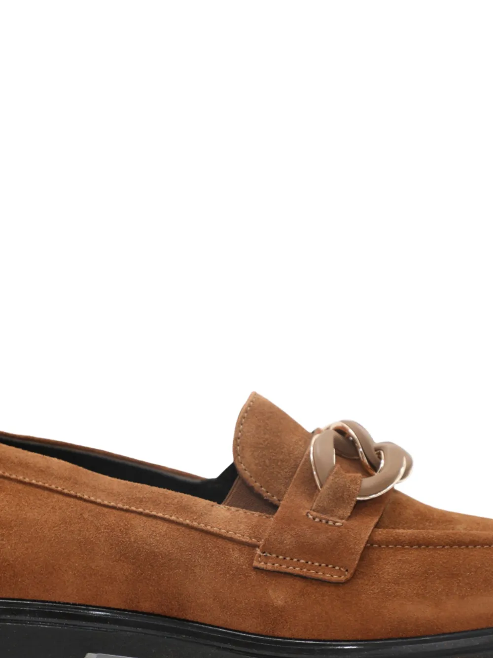 Ron White chain-embellished leather loafers Brown