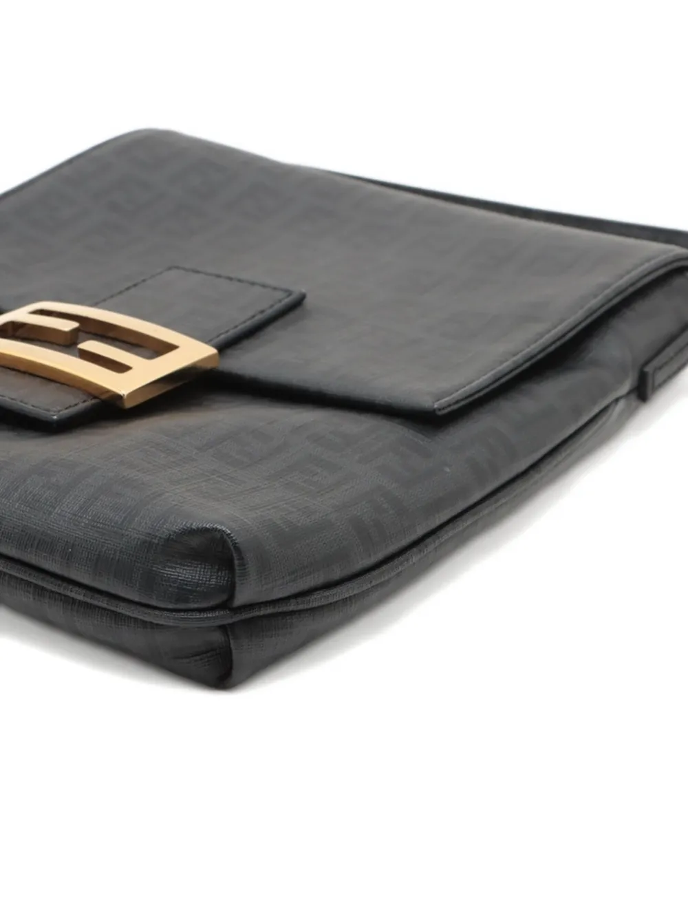 Pre-owned Fendi 2010-2020 Zucchino Shoulder Bag In Black