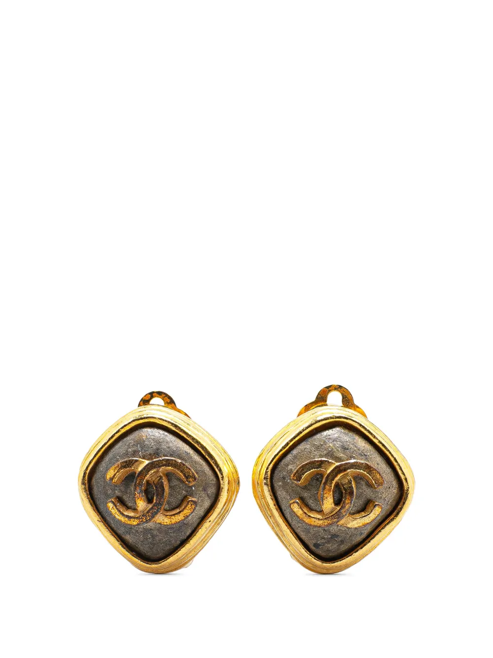 CHANEL Pre-Owned 1997 Gold Plated CC Clip On Earrings costume earrings CHANEL Pre-Owned 1997 Gold Plated CC Clip On Earrings costume earrings