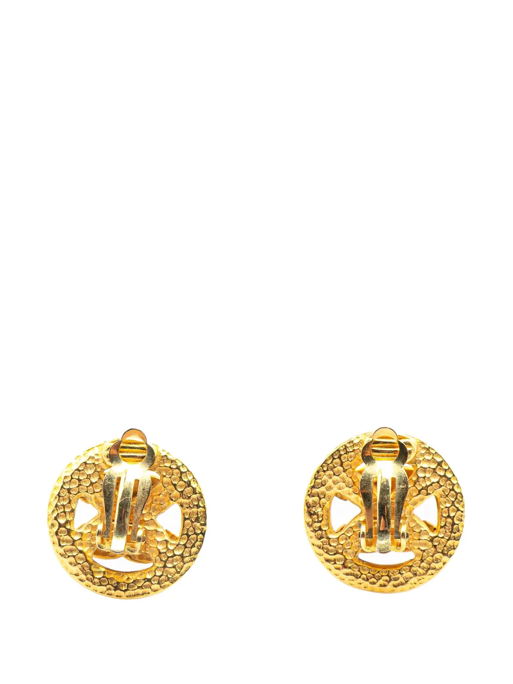 CHANEL Pre-Owned 1996 Gold Plated CC Round Clip On Earrings costume earrings | Image 2