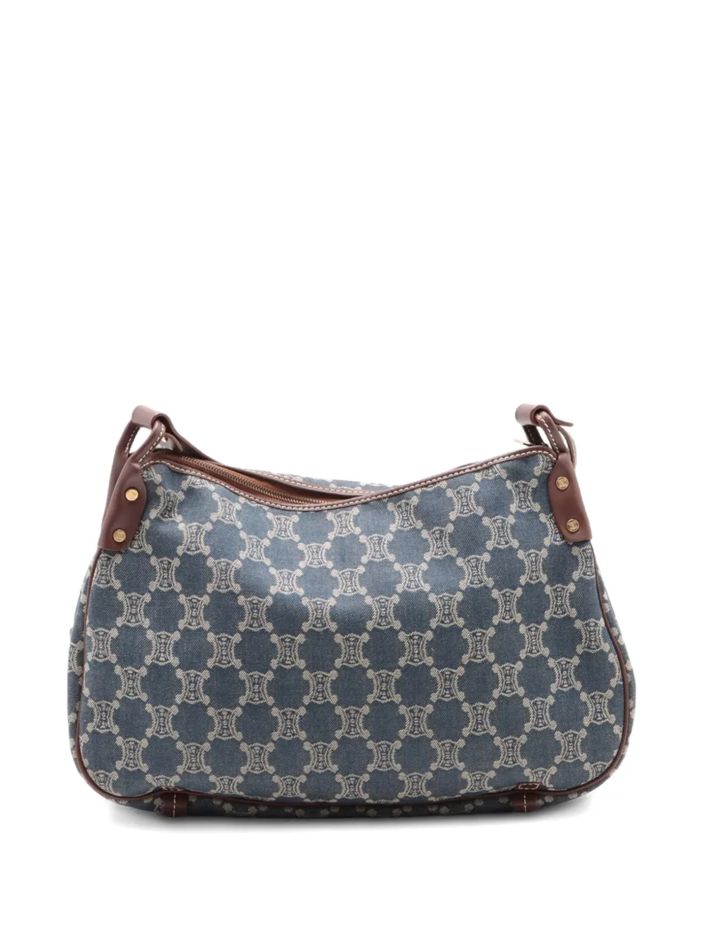Pre-owned Celine 1990s Macadam Denim Shoulder Bag In Blue