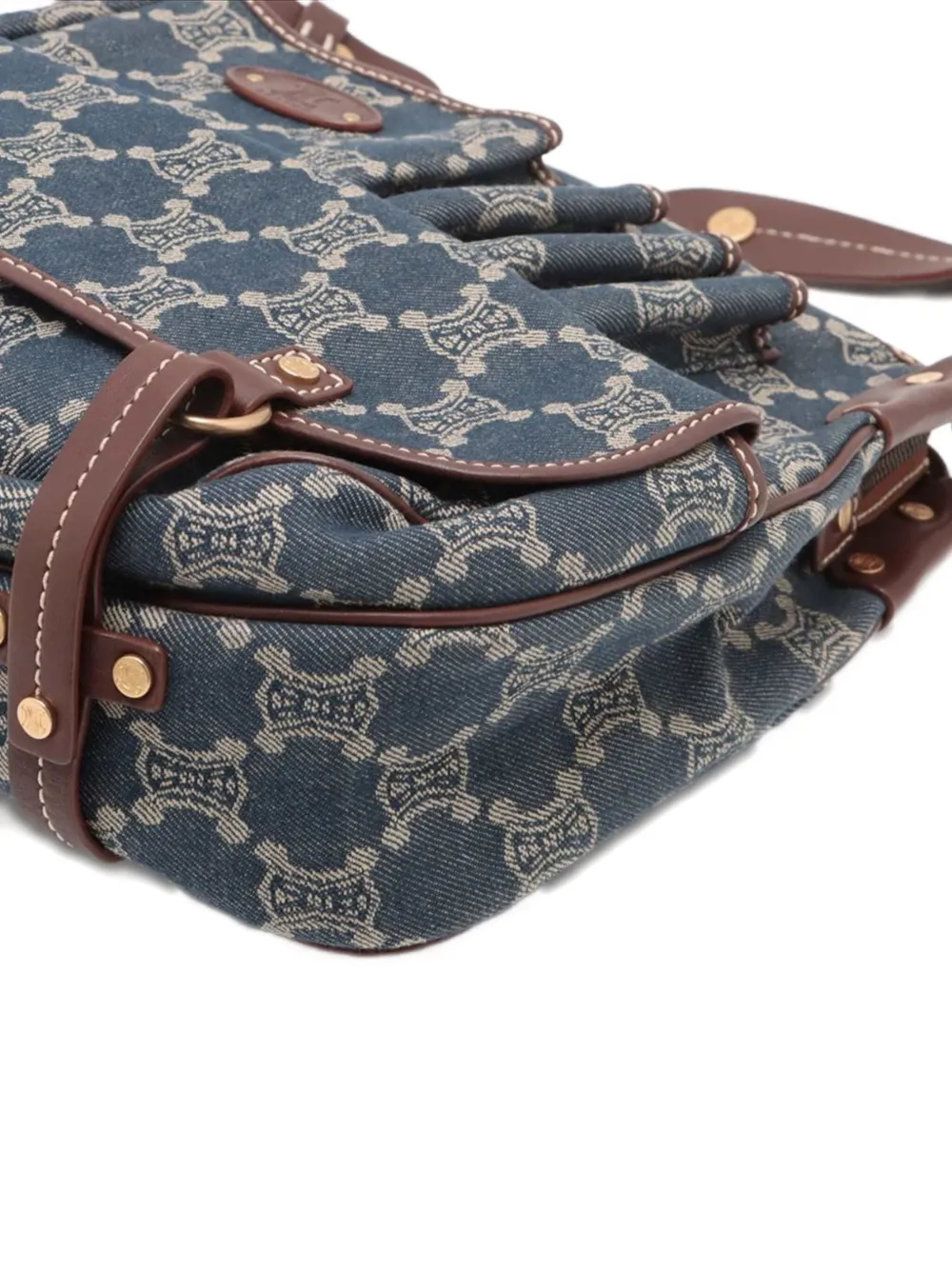 Pre-owned Celine 1990s Macadam Denim Shoulder Bag In Blue
