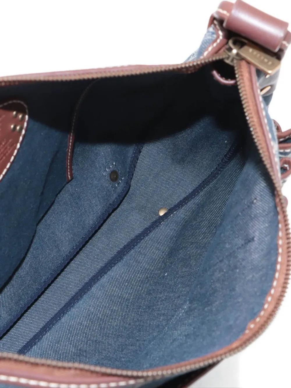Pre-owned Celine 1990s Macadam Denim Shoulder Bag In Blue