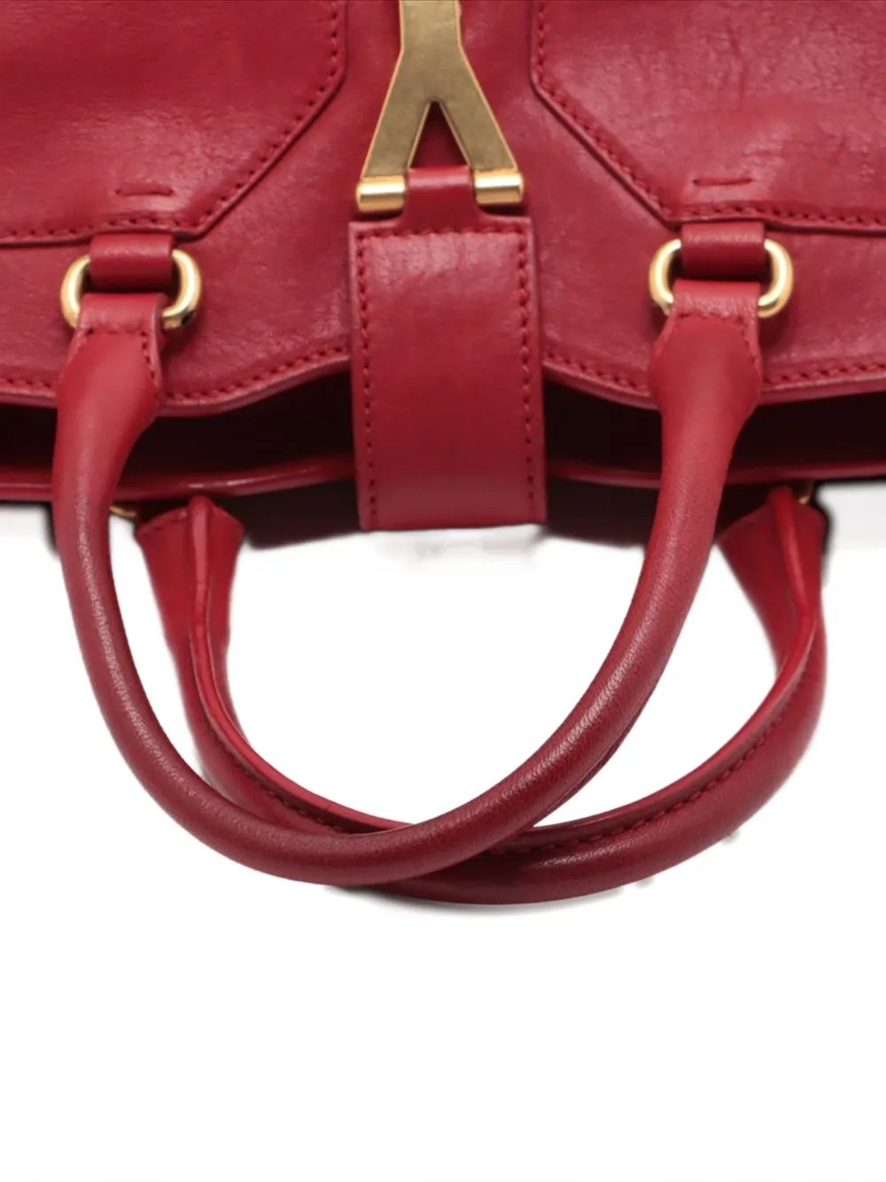 Pre-owned Saint Laurent 2000-2015 Small Cabas Chyc Y-shaped Clasp Tote Bag In Red