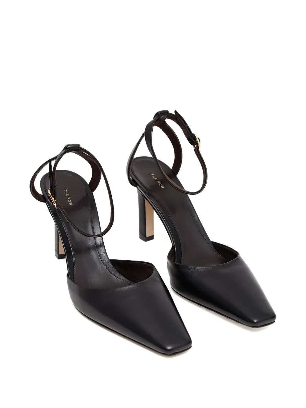 The Row ankle-strap pointed-toe flats Black