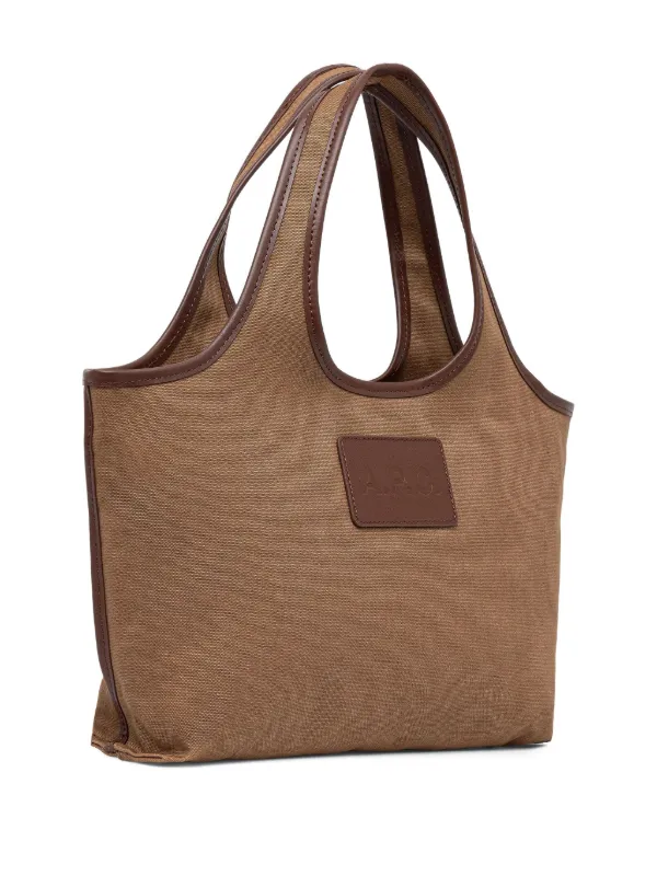 A.P.C. Medium Harper leather-trimmed Canvas Tote Bag | Brown
