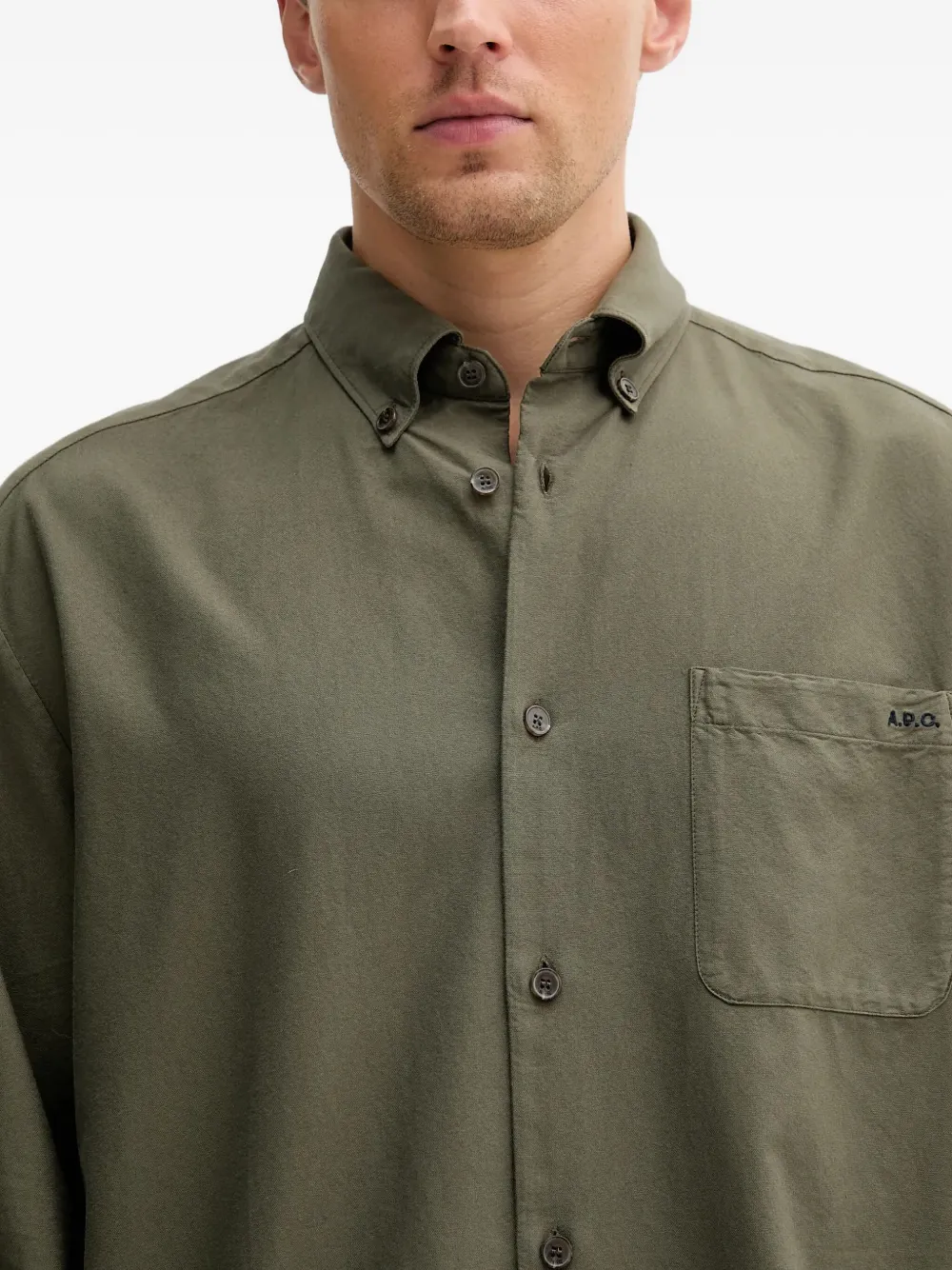 Apc Button-down Pocket Shirt In Green