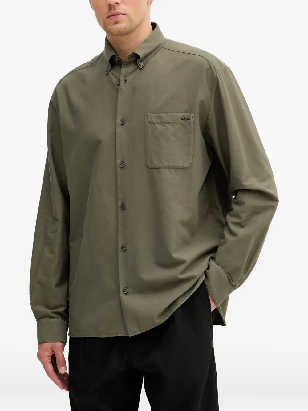 A.P.C. button-down pocket shirt | Green | Image 1