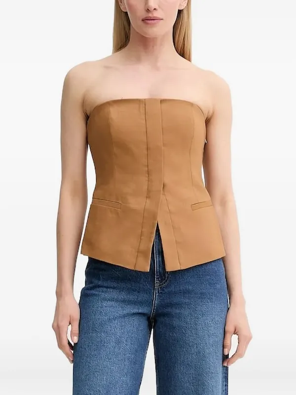 A.L.C. Strapless Darted Top in Brown
